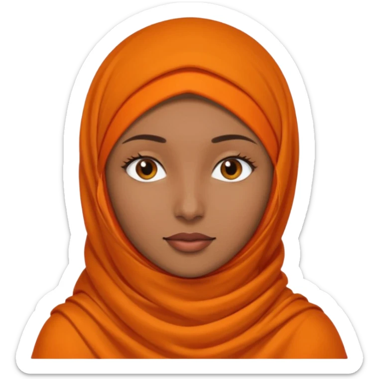 brown skin woman with orange hijab head and neck only sticker