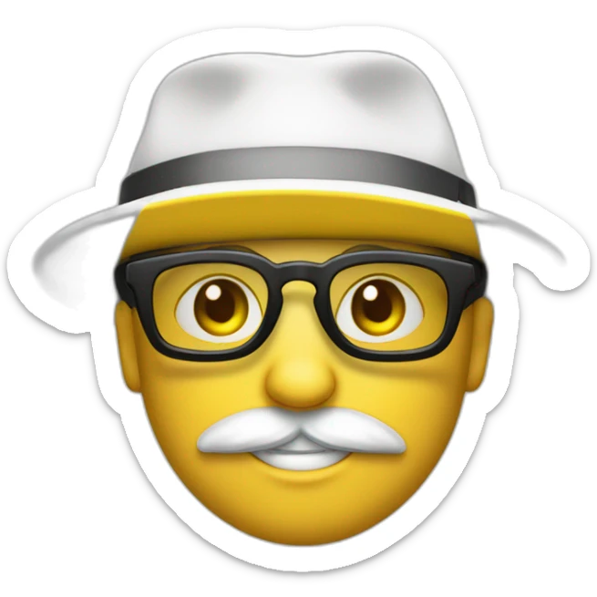 hombre piel blanca con gafas gorra con gatos negro y amarillo sticker