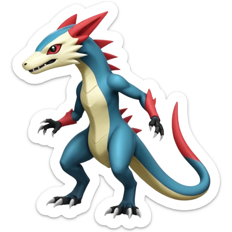 Shiny Cool Futuristic Smooth Salandit-Guilin-Zeraora-Lombax-Sergal-Zangoose-Cyclizar-Genesect-Pokémon, full body sticker