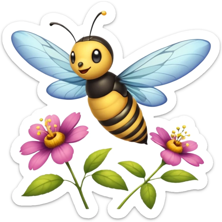 La la mañana se alegra entre flores y praderas ve avanzar mariposa bella y majestuosa entre colibrís y la abeja polinizando y Disfrutando del néctar de su miel sticker