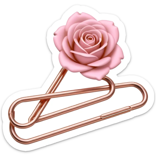 Pastel pink paper clip made of polished rose gold metal sticker