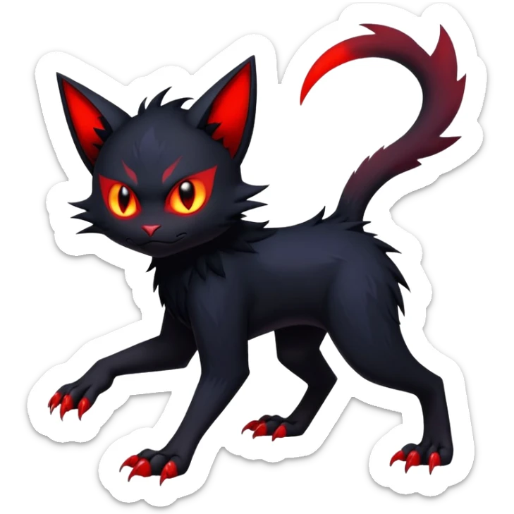 Vampiric feral futuristic gothic emo dark Litten-Noibat-Fakémon-hybrid-creature (full body) sticker