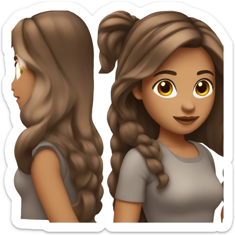 girl with tan/brown skin and medium straight brown hair sticker