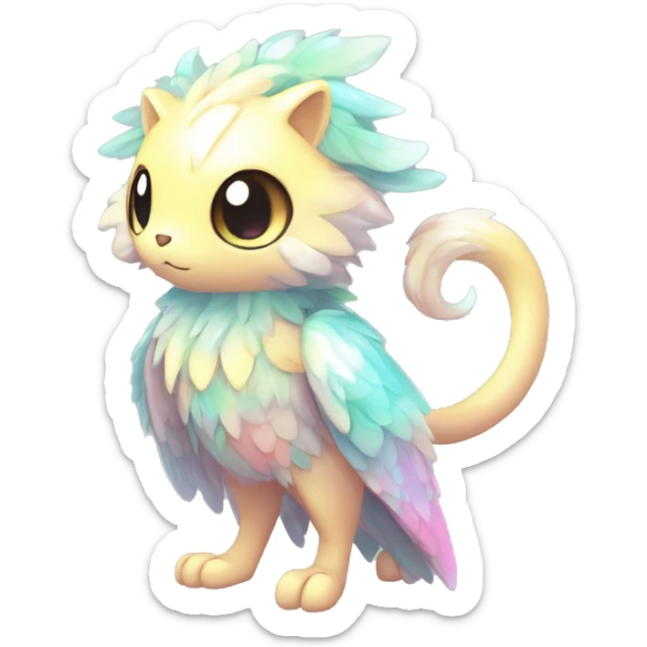 Shiny Shy Cool Colorful Pastel beautiful fantasy Kawaii Ethereal Sona Fakemon-animal Full Body sticker