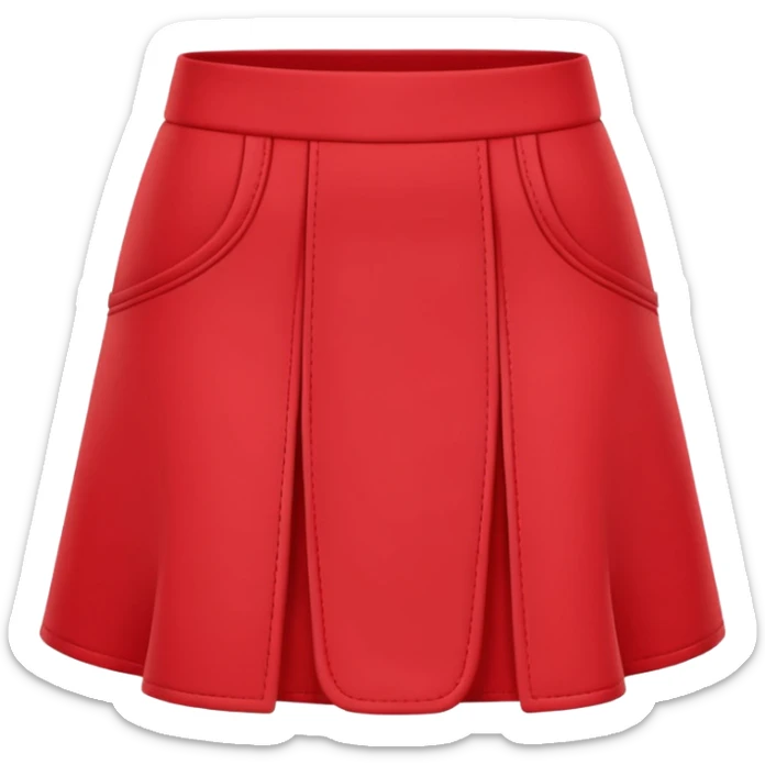 A 3D cartoon red skort (skirt-shorts combo) with gentle fabric folds and neat finish, isolated on plain background, Memoji-style. sticker