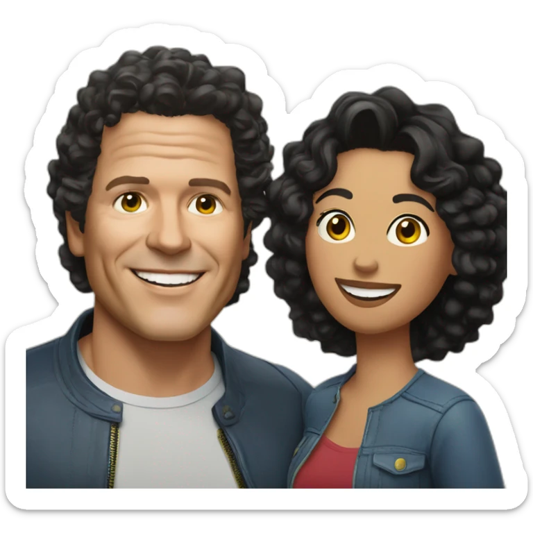 Carlos Vives with Colombian woman of 30's with short curly black hair sticker