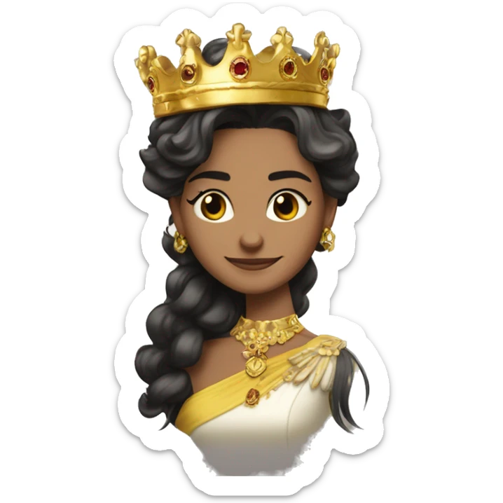 Una leon  fuerte rugiendo ,  alegre y elegante con corona de brillo de Reyna  sticker