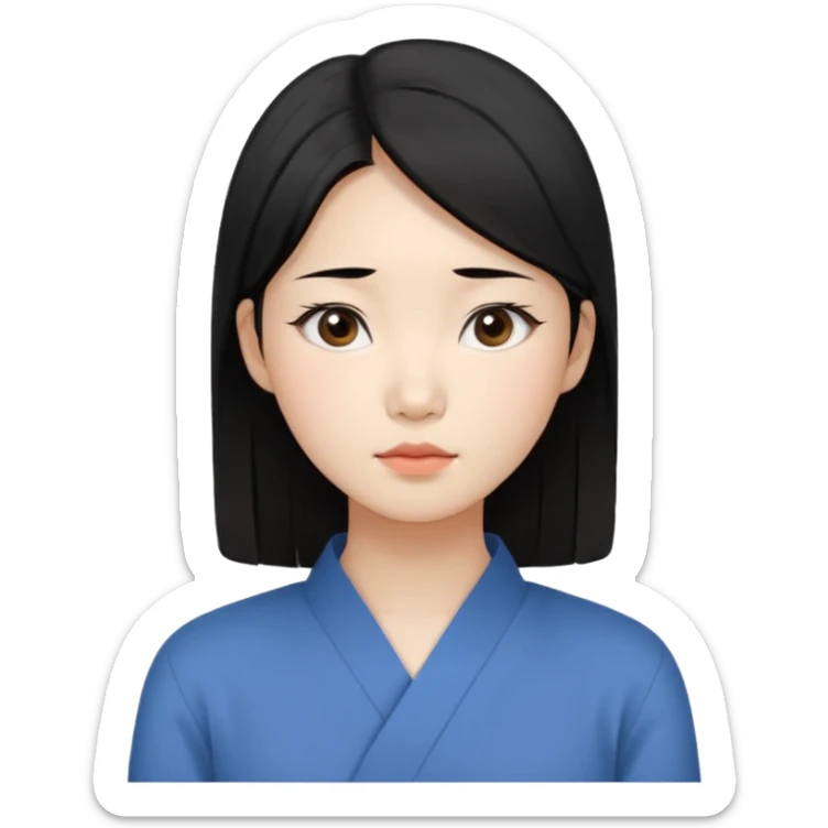 Korean woman, East Asian features,
female human face avatar only,
headshot portrait, face only,
thoughtful and calm expression, sensitive mood,
neutral face, minimal expression,
natural black hair, simple hairstyle,
clean background,
no clothes, no body, no accessories,
no cartoon, no fantas sticker
