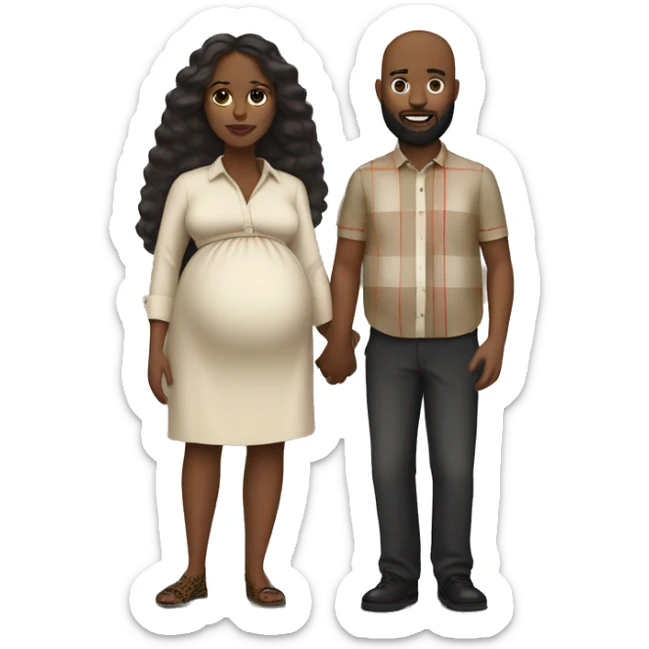A man with beard wearing a burberry shirt with a pregnant black woman￼ sticker