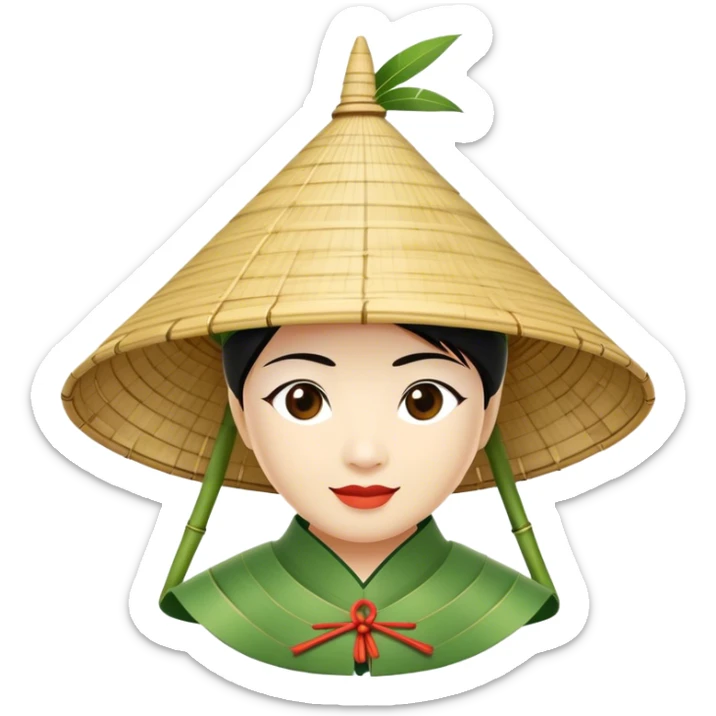 ​Cinematic Realistic Traditional Vietnamese Nón Lá, depicted as a delicately crafted conical hat made of bamboo and palm leaves with subtle texture and natural wear, evoking authentic cultural heritage, please show the hat only sticker