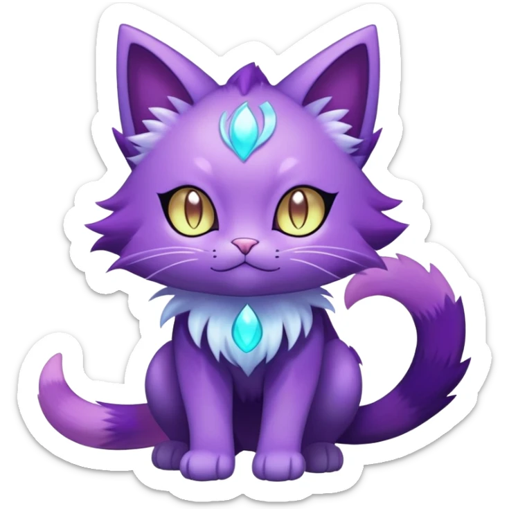 Shiny Magical Elemental Mysterious Purrloin-Delcatty-Pokémon-Fakémon-hybrid-creature (full body) sticker