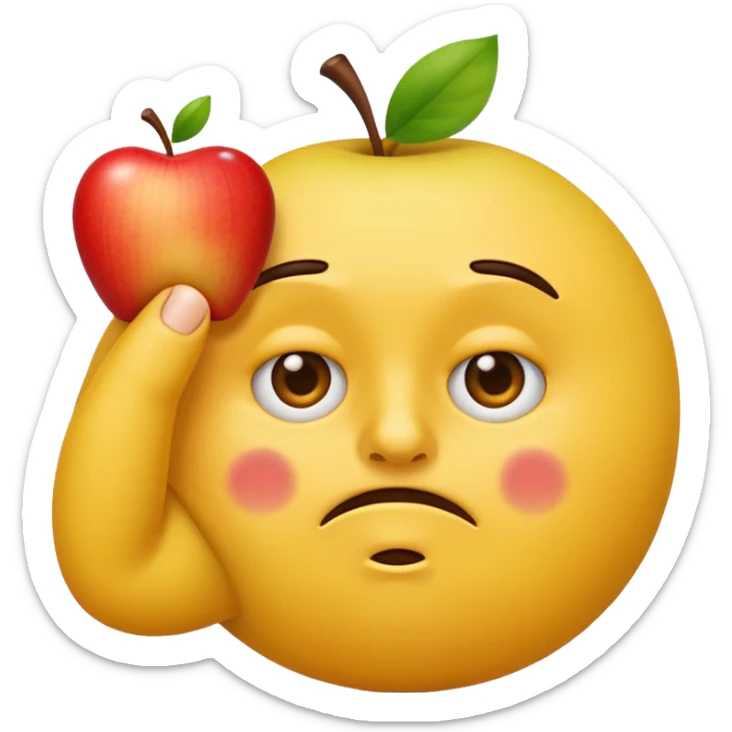 annoyed emoji holding hand up to nose, sniffing fingernails, apple emoji style sticker