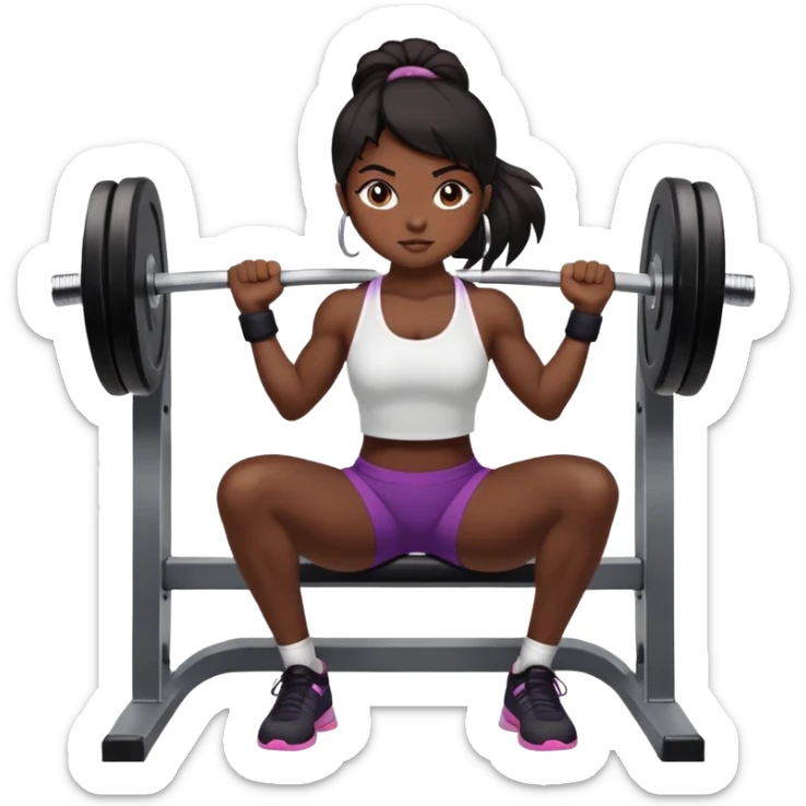 black dark girl tied dark hair lifting weights gym sticker