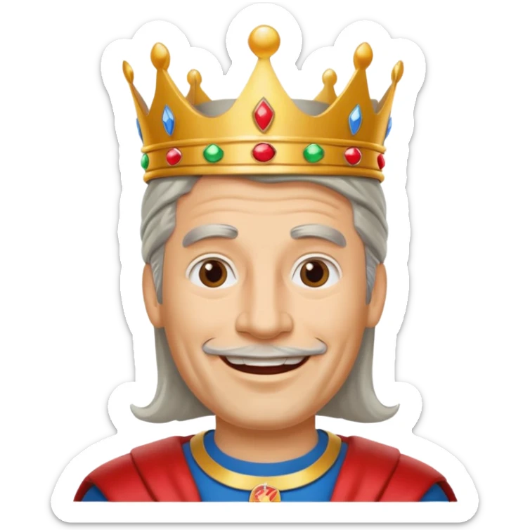 Burger King Crown guy with long grey hair and no facial hair sticker