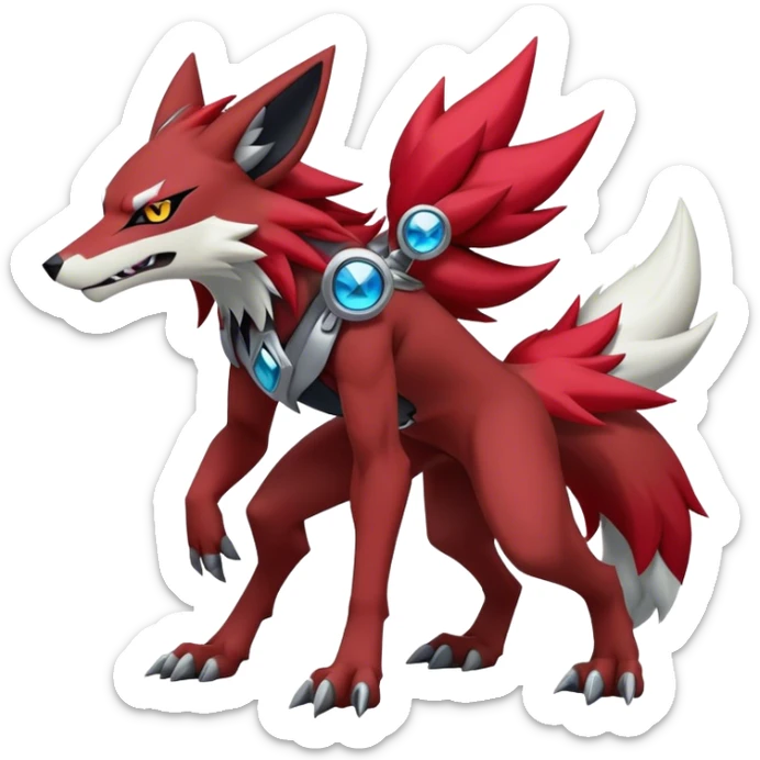  Cool Edgy Godly Digimon-Zoroark-Zeraora-Lycanroc-hybrid full body sticker