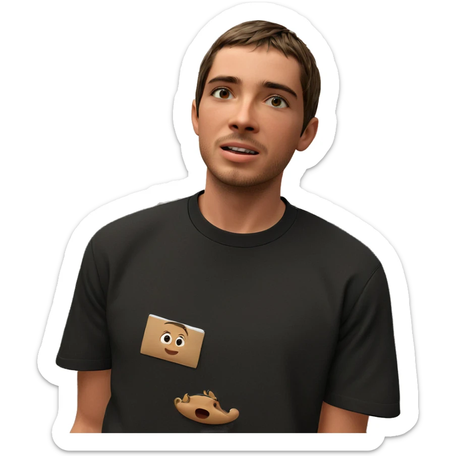 boy in black shirt indoors sticker