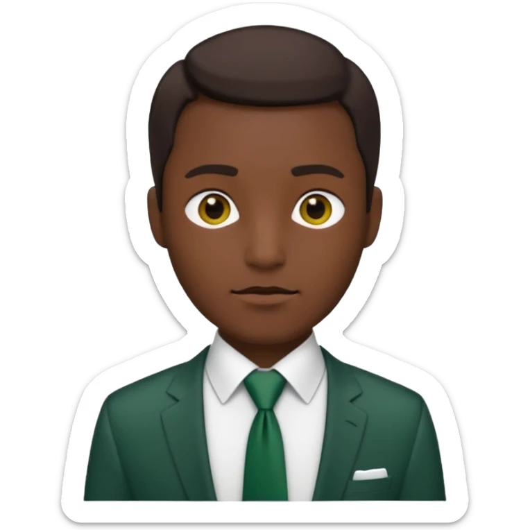 minimalist male dark green tie on white shirt, iOS emoji style, no faces or emojis sticker