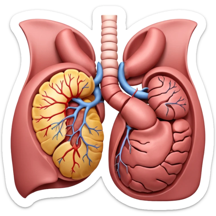 A highly detailed 3D anatomical model of the stomach of a human, including but not exclusive to the intestines, stomach, kidneys etc. Medical illustration style, realistic lighting, neutral background, hyper-detailed, scientific accuracy, 8K resolution sticker