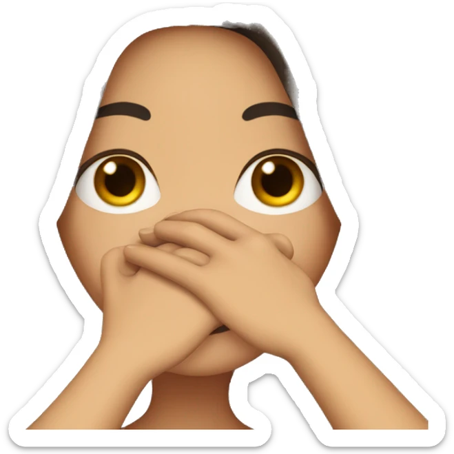 long hair Brunette girl with her Hands covering her mouth sticker
