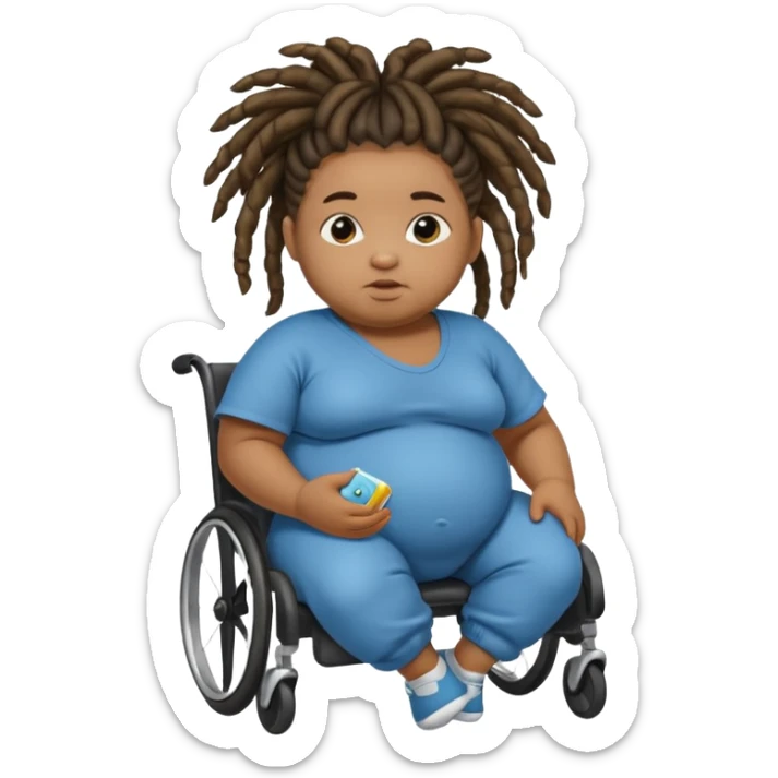 Diabetic disabled black baby with dread locks with obese body and a big but sticker