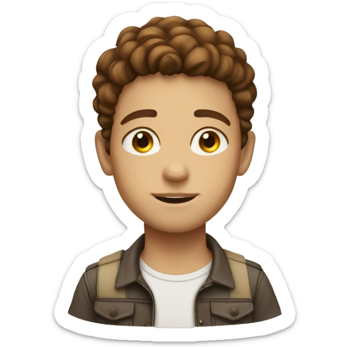 Make a boy white with brown hair with freckles and his eye color is honey sticker