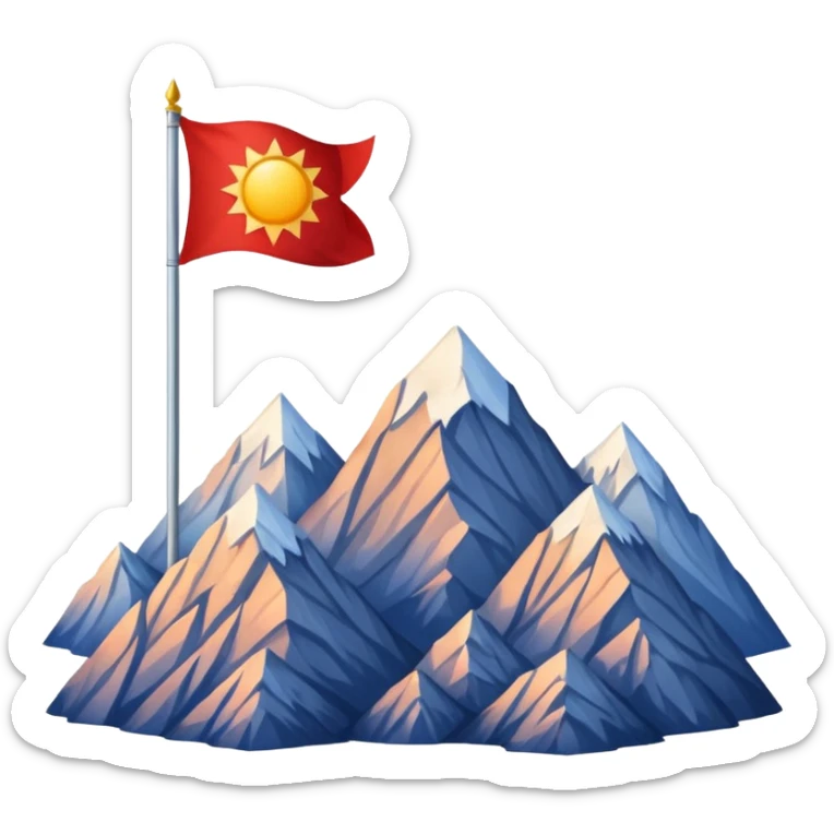 A blue , white and red flag With three mountain and a sun and ⚖️ in the upper part of mountains sticker