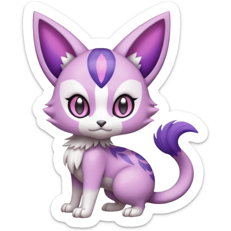 Meloetta-Purrloin-Gatomon-Trico-Pokémon-Fakémon-fusion-hybrid-creature sticker