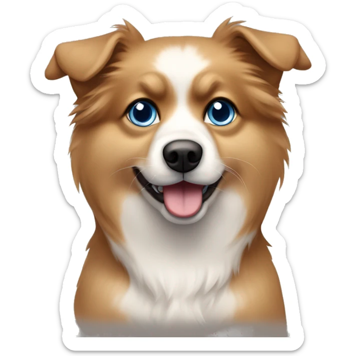 Zwergspitz dog with heterocromia blue and brown eyes, color of fur light brown and white sticker