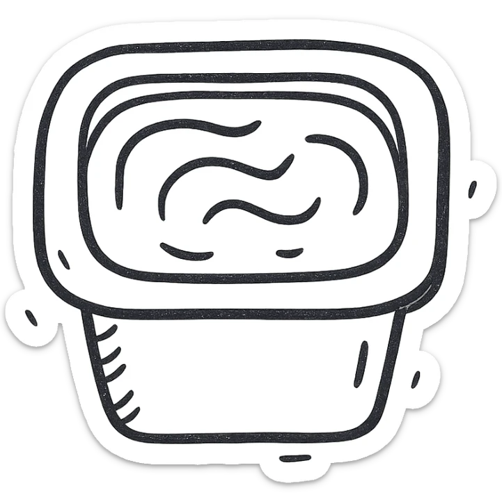 Fast food sauce icon, hand drawn, black outlines, no fill, simple and clean, top view sticker