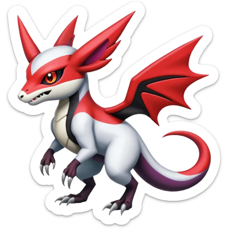 Colorful Cool Badass  Meloetta-Zangoose-Noivern-Salandit-Guilmon-Darkrai-Pokémon-Fakémon-fusion-hybrid-creature sticker