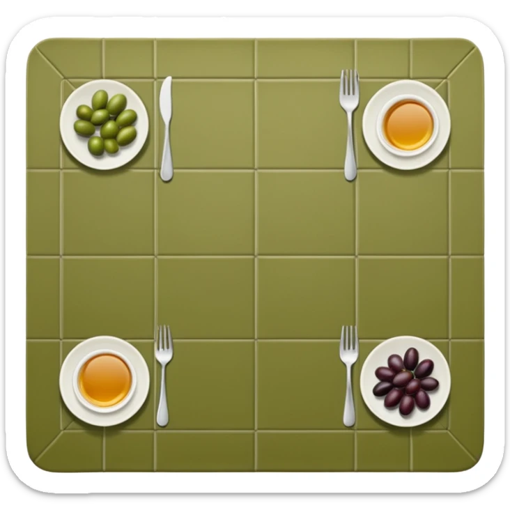 An olive green, long, tiled, top view of a place mat like the one in the image.  sticker