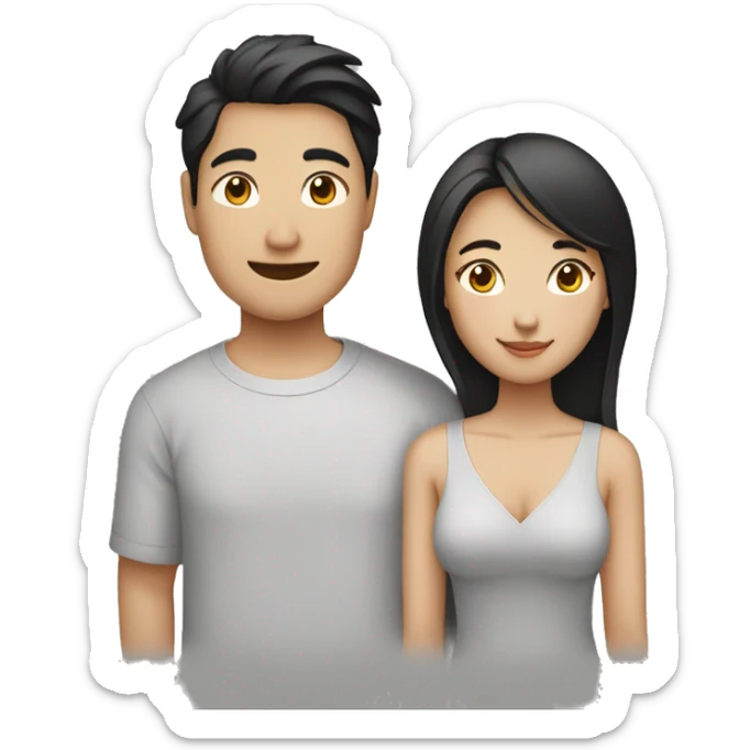 Un couple mixte donc un homme noir et une femme asiatique  sticker