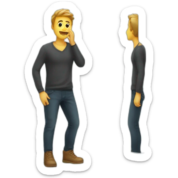 emoji of a man standing infront of mirror and shine in mirror sticker
