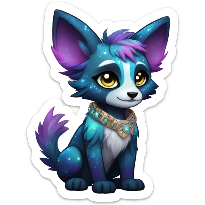 Cool cute Kawaii edgy fantasy animal sparkle fursona Fionbri by griffsnuff & LiLaiRa & Falvie full body sticker