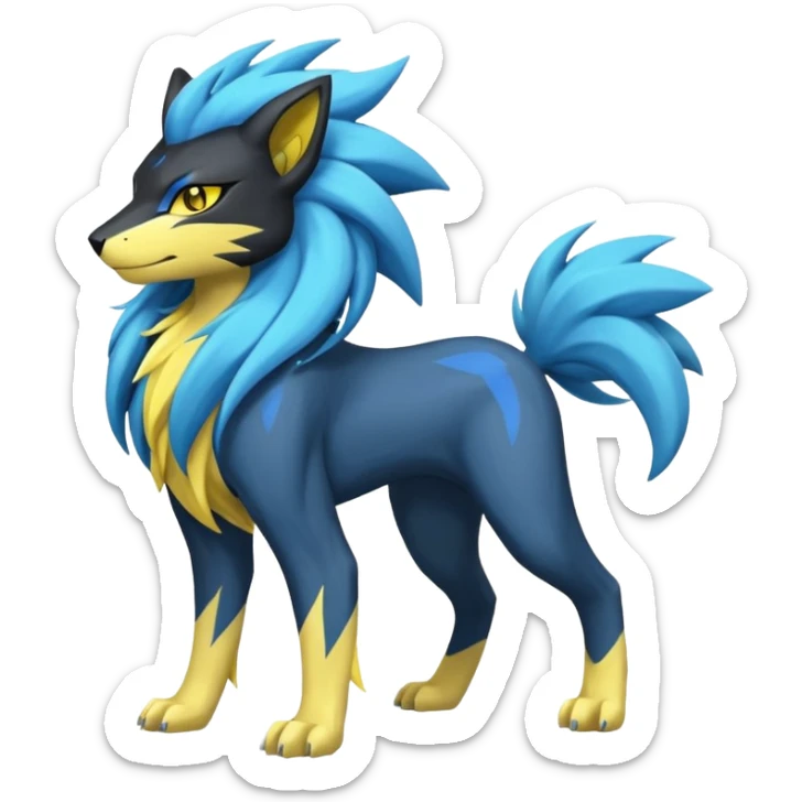 Suicune-Electrike-Manectric-Luxray-Fakémon-fusion-animal-creature, full body  sticker