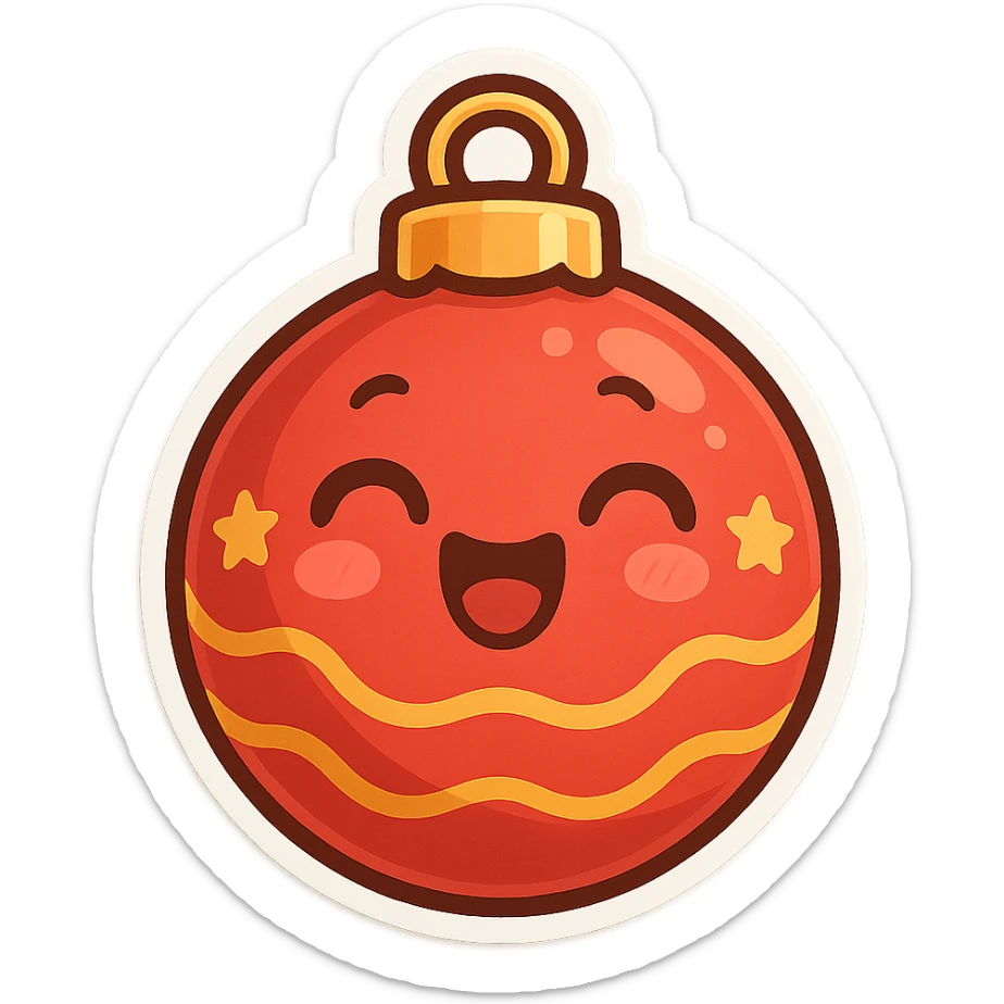 cheerful cartoon style Christmas ornament sphere, cute, joyful, vibrant colors sticker