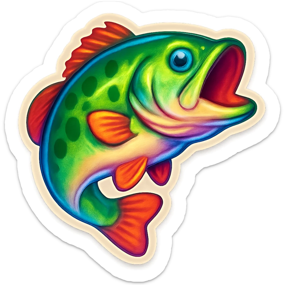 bass fish, emoji style, playful and rounded, Twitter Emoji Stickers vibe sticker