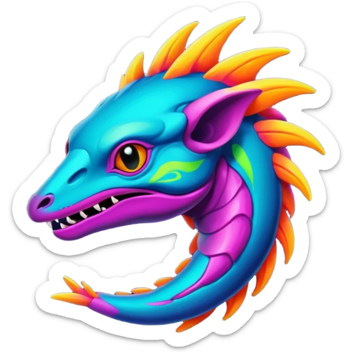 Dark vibrant pastel bright neon colorful edgy exotic painted Fakémon-Pokémon-Vernid-creature sticker