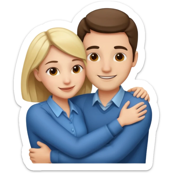 two Bestie man and woman coworkers teacher hug sticker