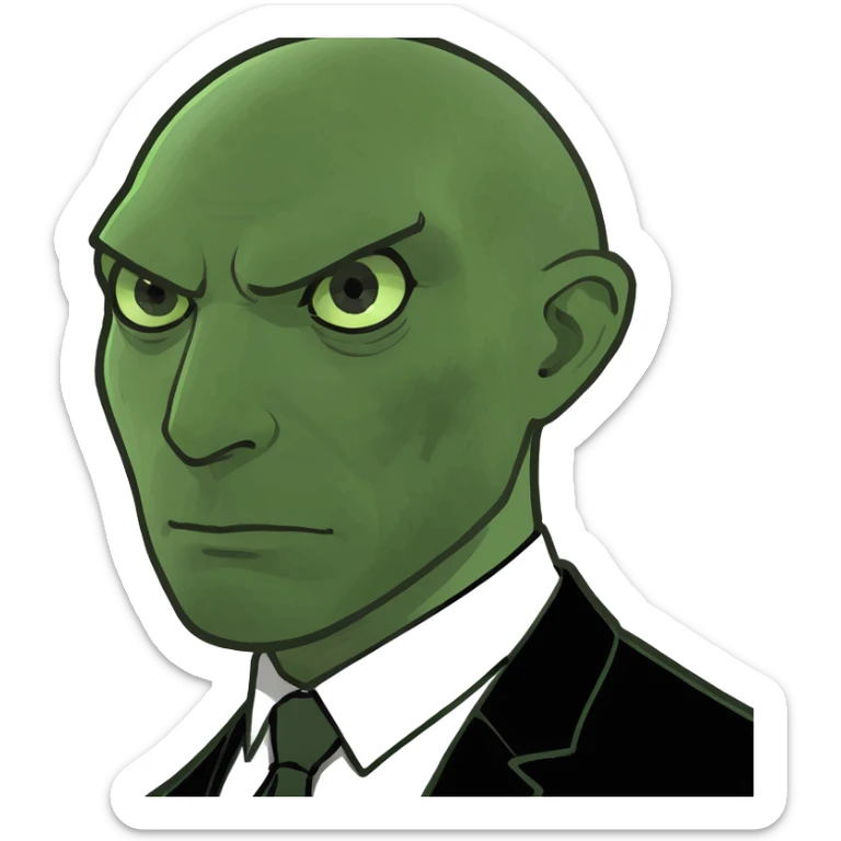 Official portrait of a North Korean man, head of the hull production workshop at a shipyard, serious and formal style, dark suit, confident and focused expression, style inspired by Soviet and North Korean official portraits sticker