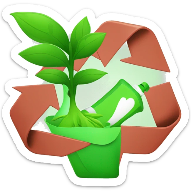 green marker with a plant growing out of it with a recycling logo on the body of the marke sticker