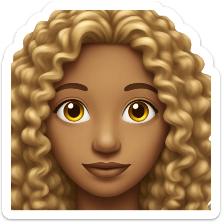 Realistic Brazilian young pretty women with a long curly hair  sticker