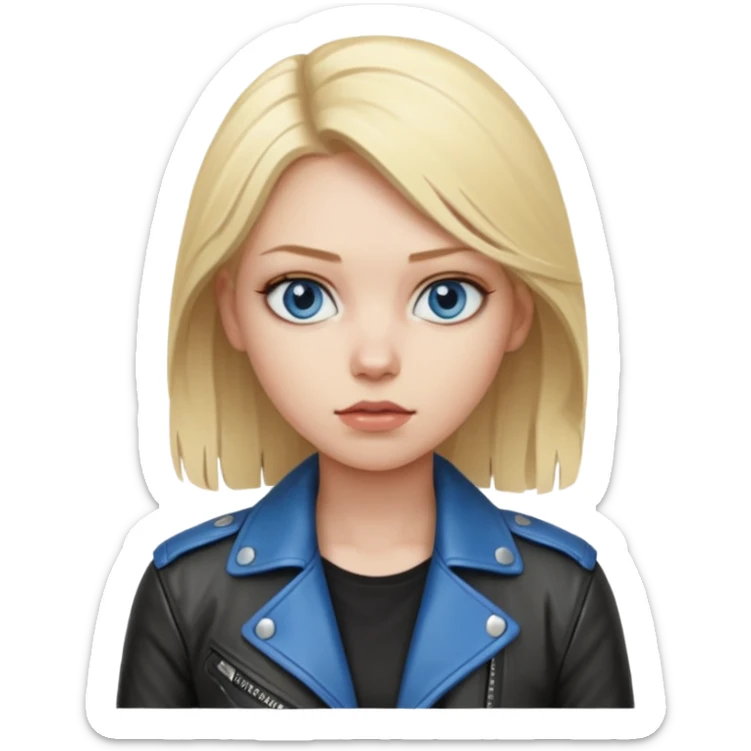 dessiner moi une fille assez rebelle et qui est blonde au yeux bleu sticker