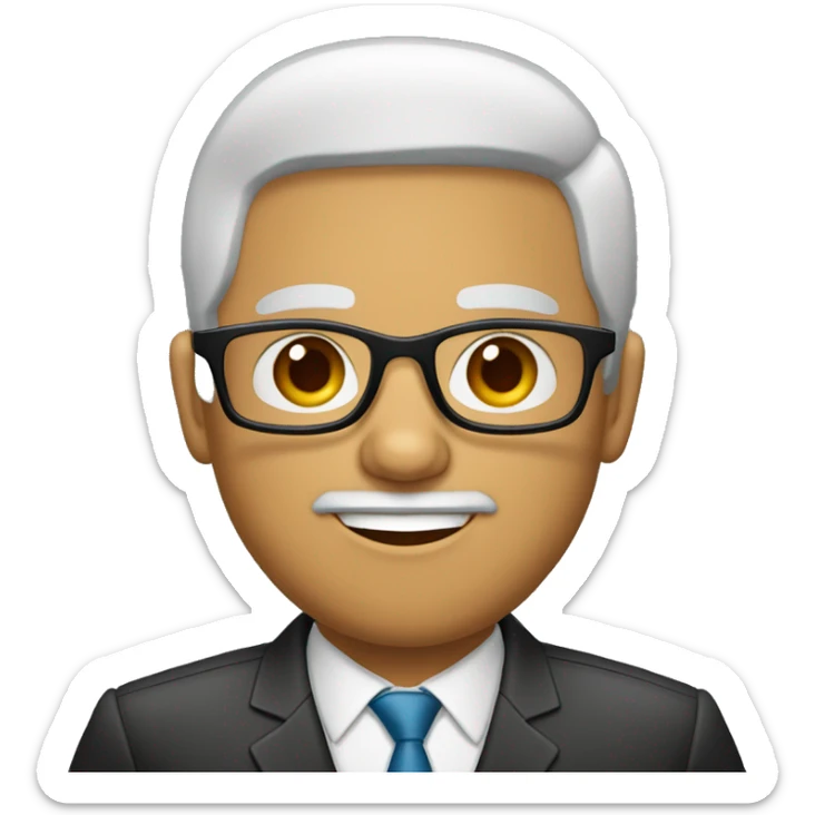 Menino moreno, cabelos partido para o lado liso preto, usando óculos, olhos castanhos   sticker