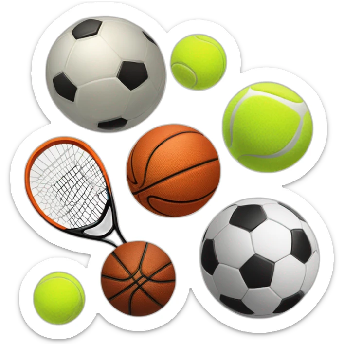 basket ball, tennis ball, basell ball, football ball and soccer ball sticker