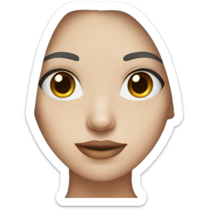 Woman with white skin, round face, Blue eyes, dark brown hair, freckles on the nose sticker