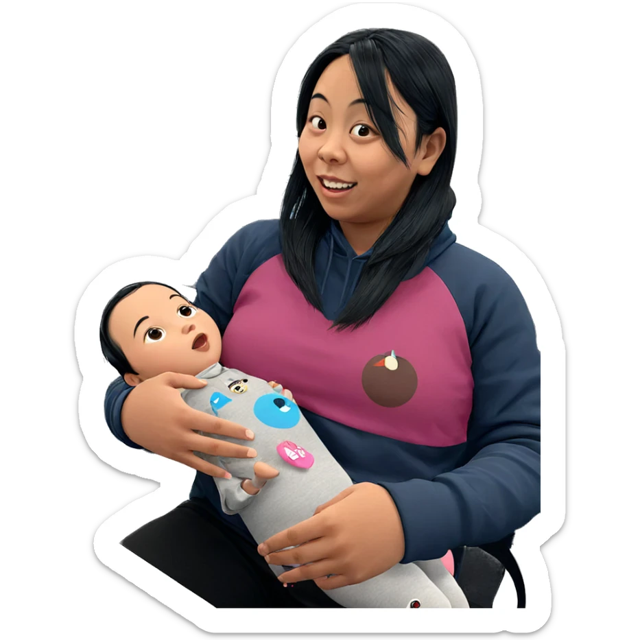 baby girl with black hair sticker