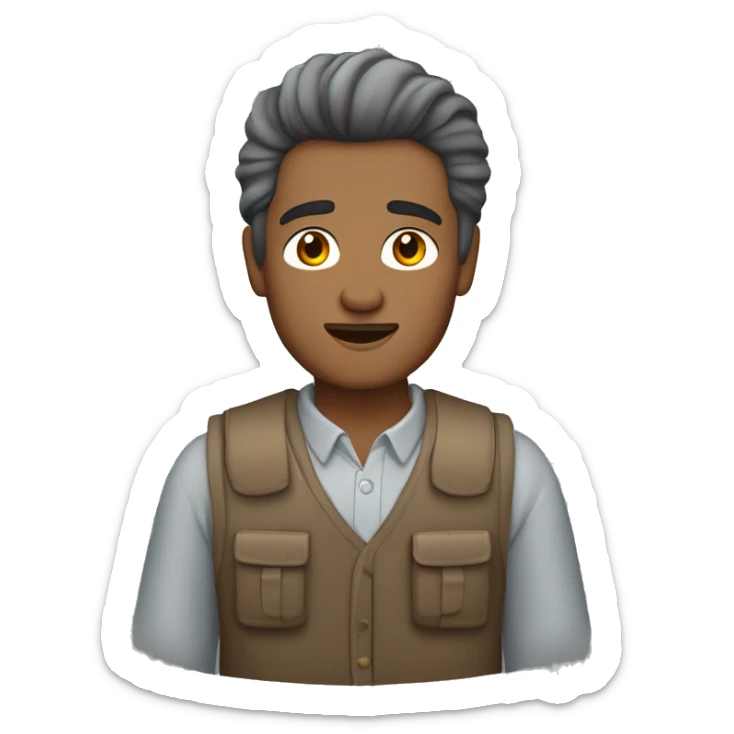 Camionero, hombre blanco con cabello castaño y omondulado y tien un chaleco gris  sticker