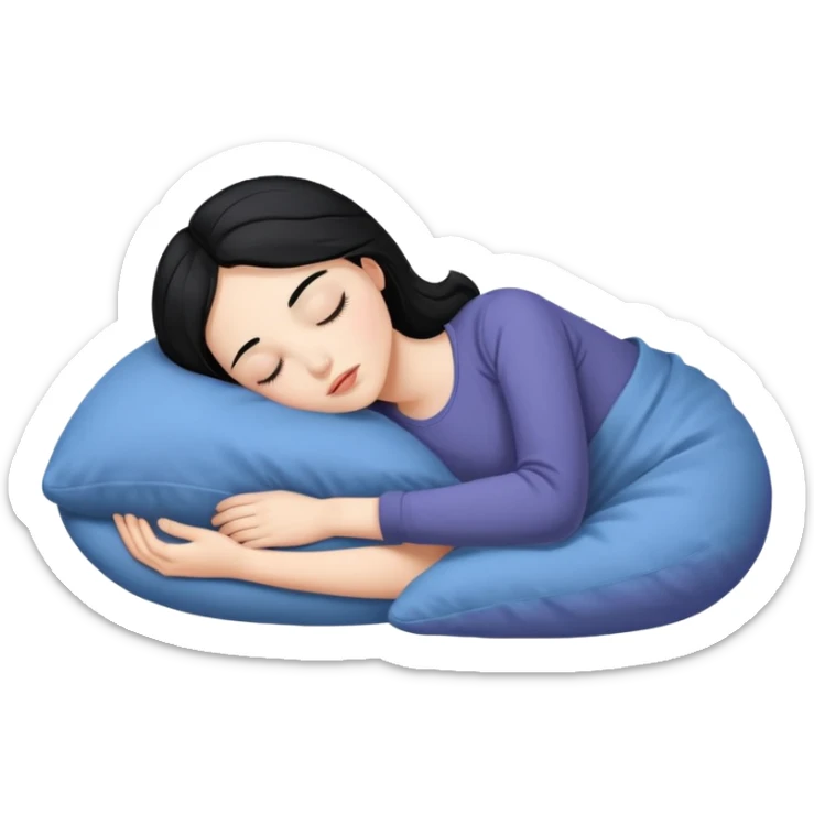 Sleeping on the pillow, beauty hot and pretty Pale girl with medium high black hair  sticker