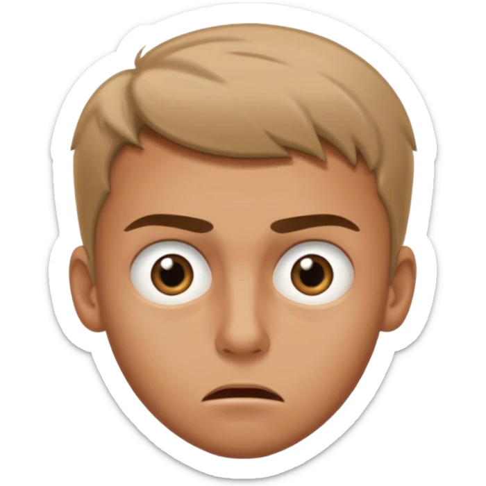 Young man showing possibly sticker